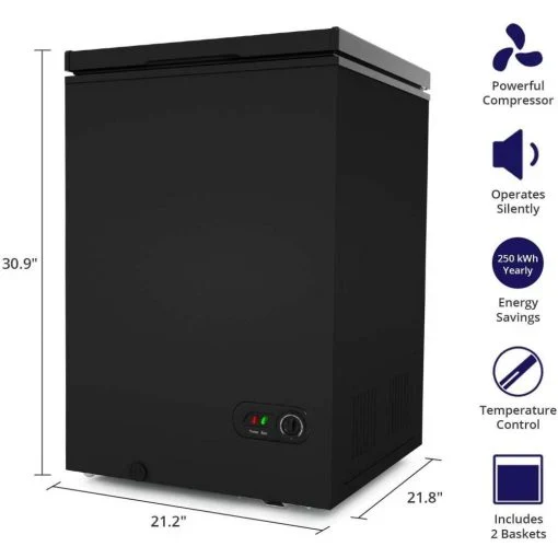 Northair Chest Freezer, 3.5 Cu Ft, 2 Removable Baskets, Black - Image 3