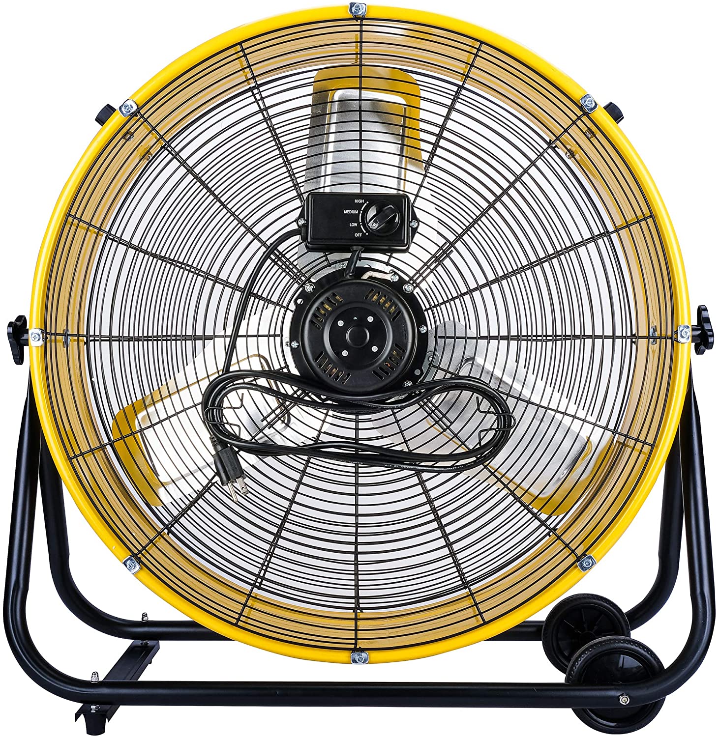 Tornado 24 Inch High Velocity 3-Speed Drum Air Circulator Fan, 7800 CFM, Yellow - HI-FAN-DRUM24-1P - Image 7