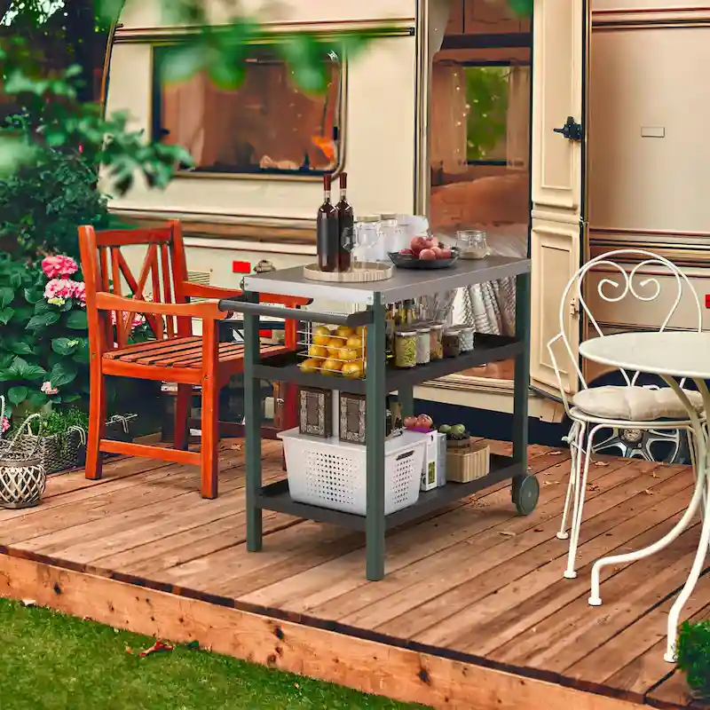 Portable Kitchen Island Grill Cart for Patios - Image 33