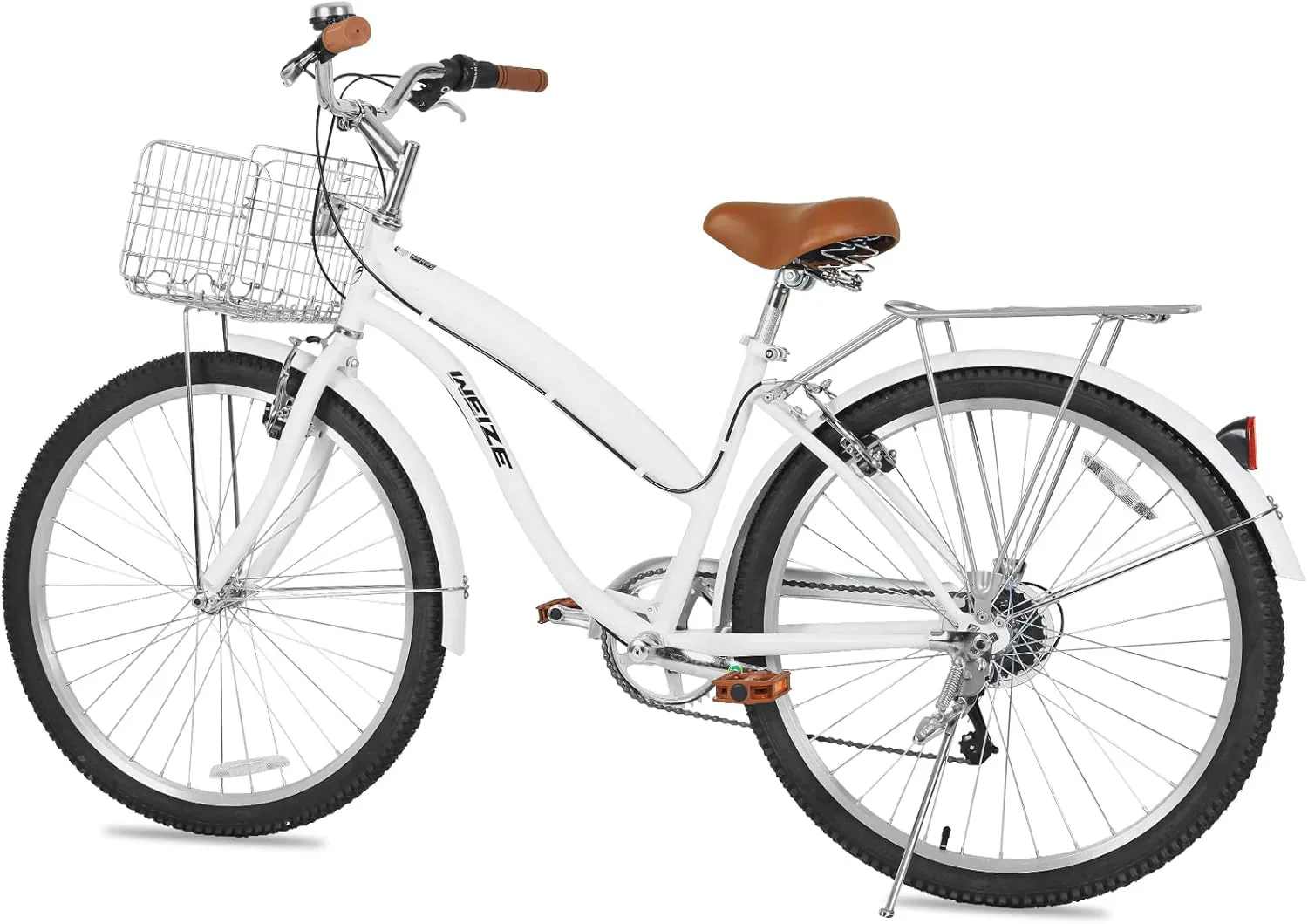 WEIZE Beach Cruiser Bike, 26 inch Commuter Bicycle for Adult Men and Women, 7-Speed/High-Carbon Steel/Front & Rear Fenders, Comfortable City Bikes with Rear Rack or Basket, Ergonomic Upright Design - Image 10