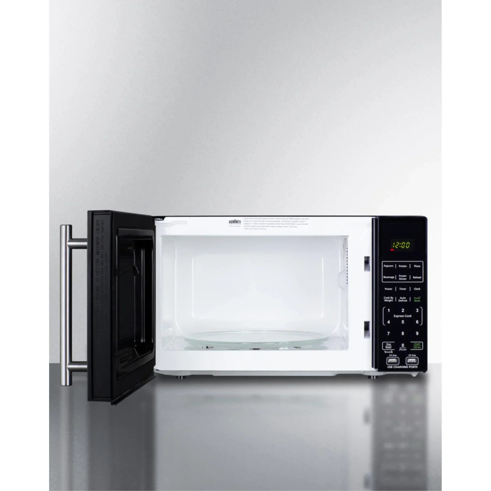 Compact Countertop Microwave, Black With 2 USB Ports And Built-In Power Allocator - Image 3