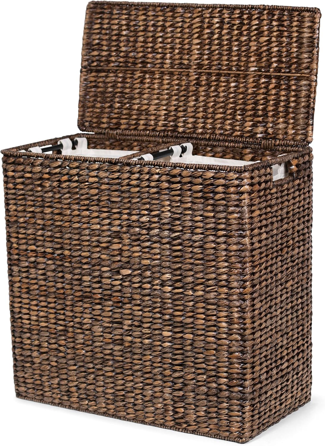 Sofia + Sam Oversized Divided Seagrass Hamper With 2 Canvas Liners, 28 x 14 x 27 Inches - 4602 - Image 4