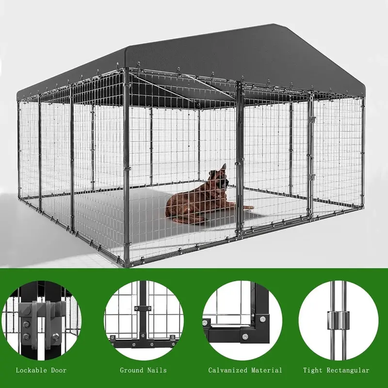 Kullavik Extra-Large Heavy-Duty Outdoor Dog Kennel - 118 x 118 x 70 Waterproof Roof Enclosure - Image 7