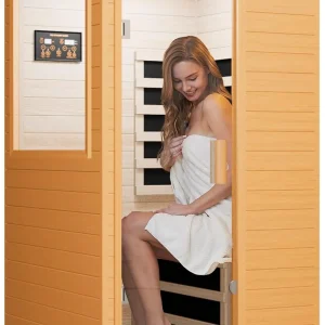 Far Infrared Home Sauna Spa Room, Canadian Hemlock Wood, 1200W, 110V, 35.2 x 27.6 x 61.6 Inch