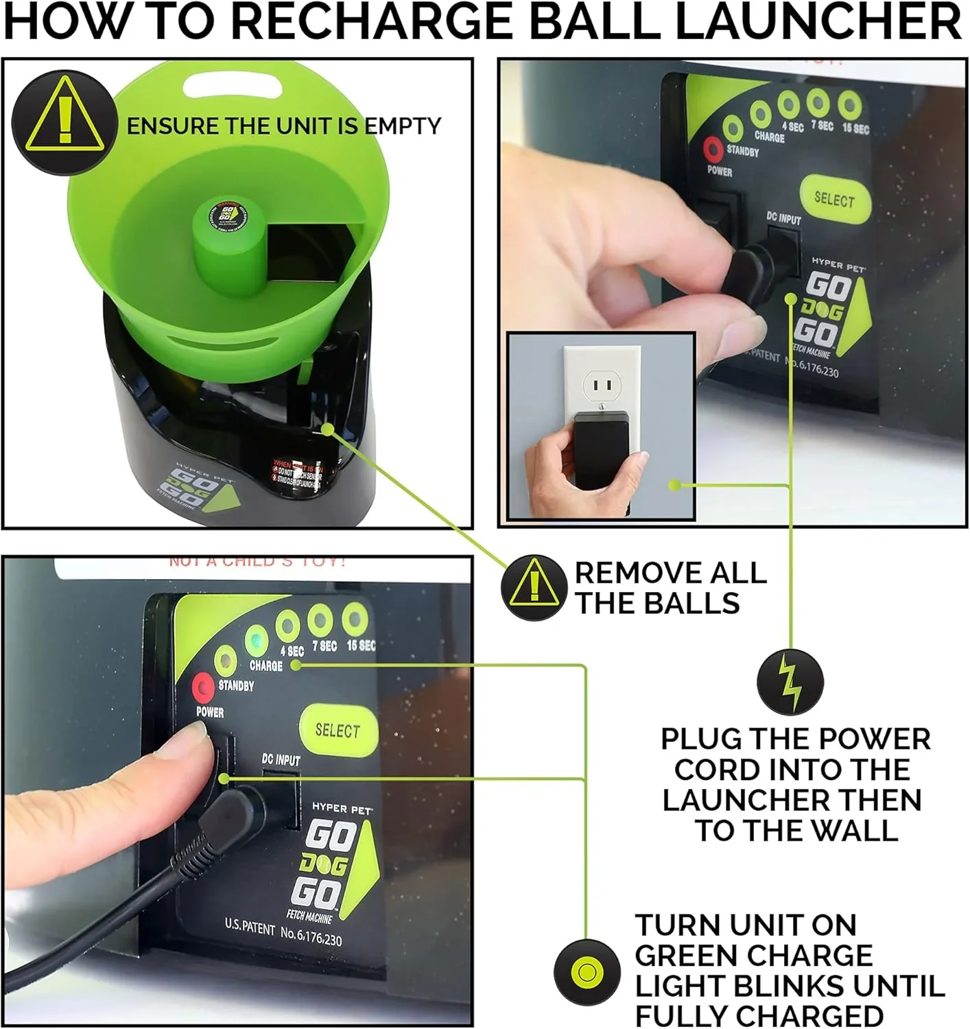 Hyper Pet Automatic Dog Ball Launcher With 5 Balls, Green/Black - GoDogGo - Image 6