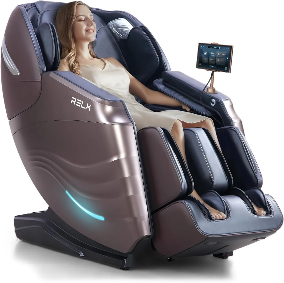 RELX Full Body Massage Chair, 20 Modes, 53-inch SL-Track, Brown