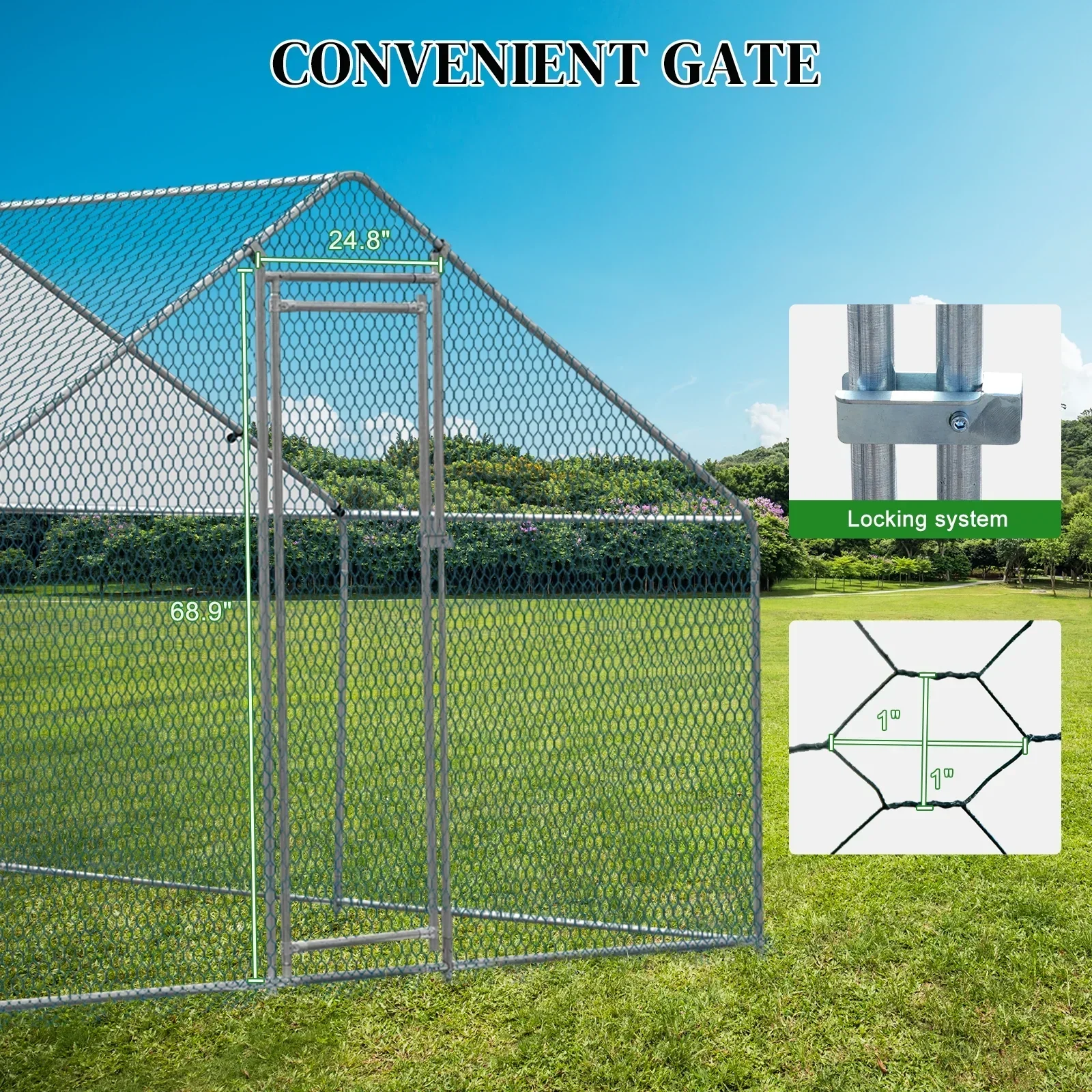 10 x 10 ft Metal Chicken Coop Walk-In Poultry Cage With Waterproof Cover - Image 5