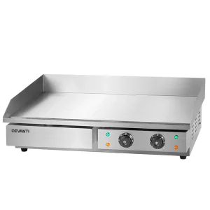 Devanti 73cm Commercial Electric Griddle BBQ Grill Plate 4400W Silver