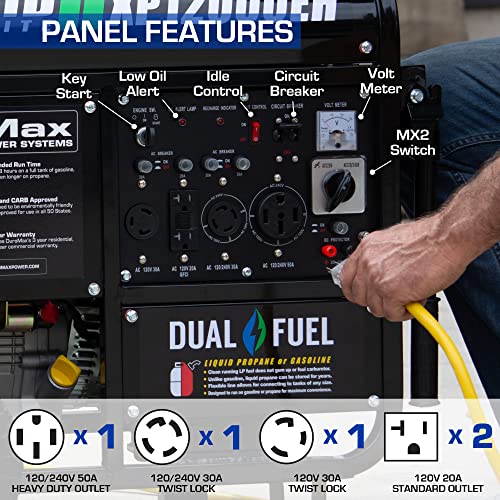 DuroMax XP12000EH Dual Fuel Generator – 12,000W Gas/Propane, 457cc 4-Stroke Engine, EPA/CARB Compliant - Image 11