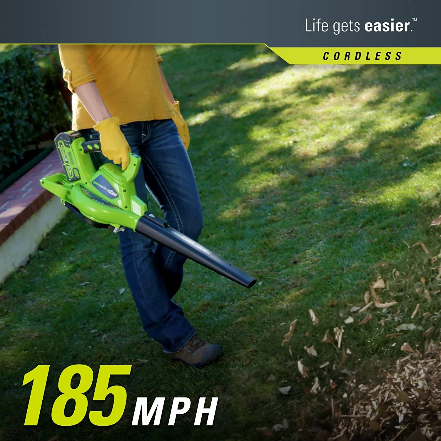 40V 185 MPH Variable Speed Cordless Leaf Blower/Vacuum, 4.0Ah Battery and Charger Included 24322 - Image 6