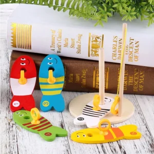 50set Baby Fishing Nest Game Digital Fishing Wooden Sets Educational Toy Cute Educational Collection Color & Shape