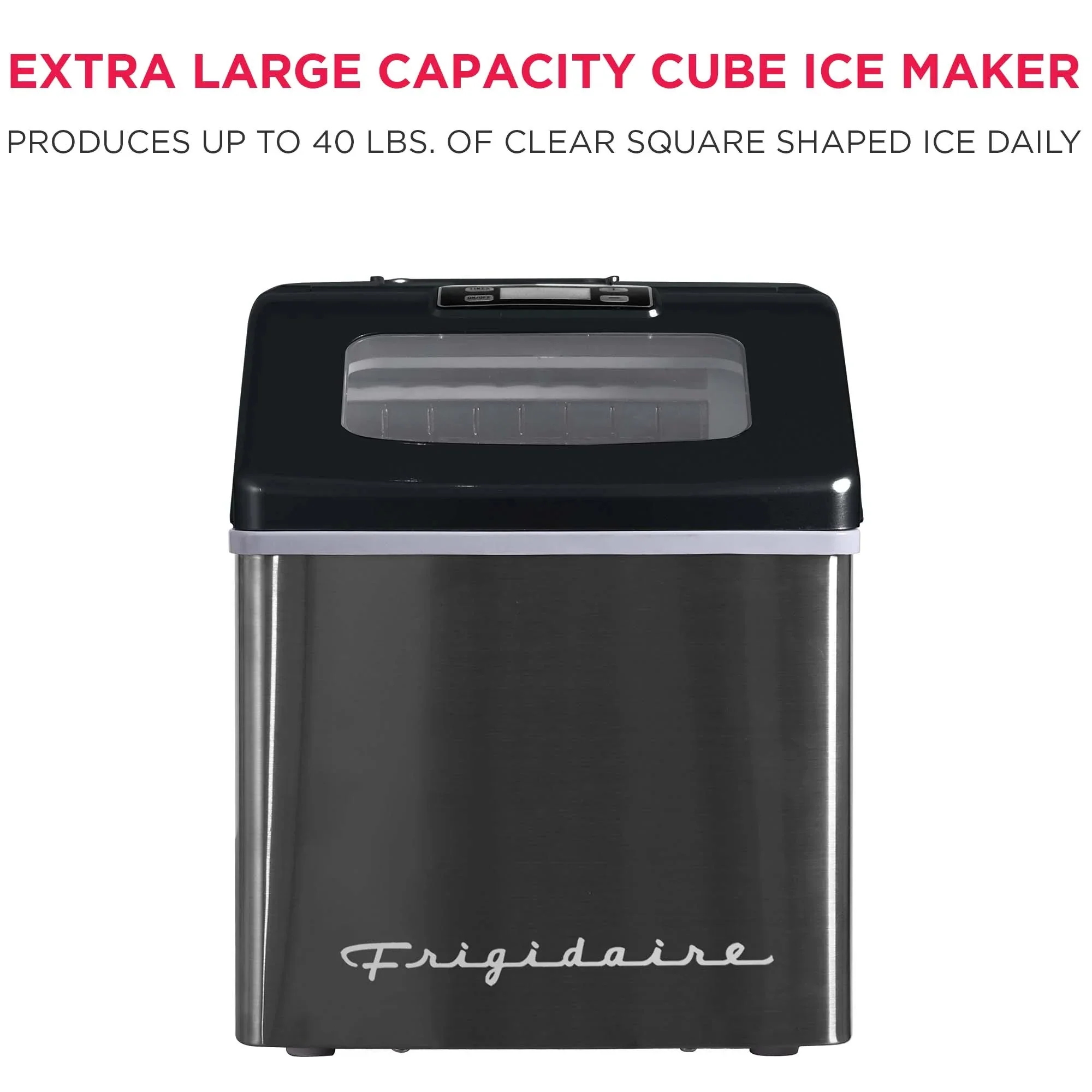 Frigidaire Countertop Clear Square Ice Maker, 40 lbs. Per Day - Stainless Steel - Image 20