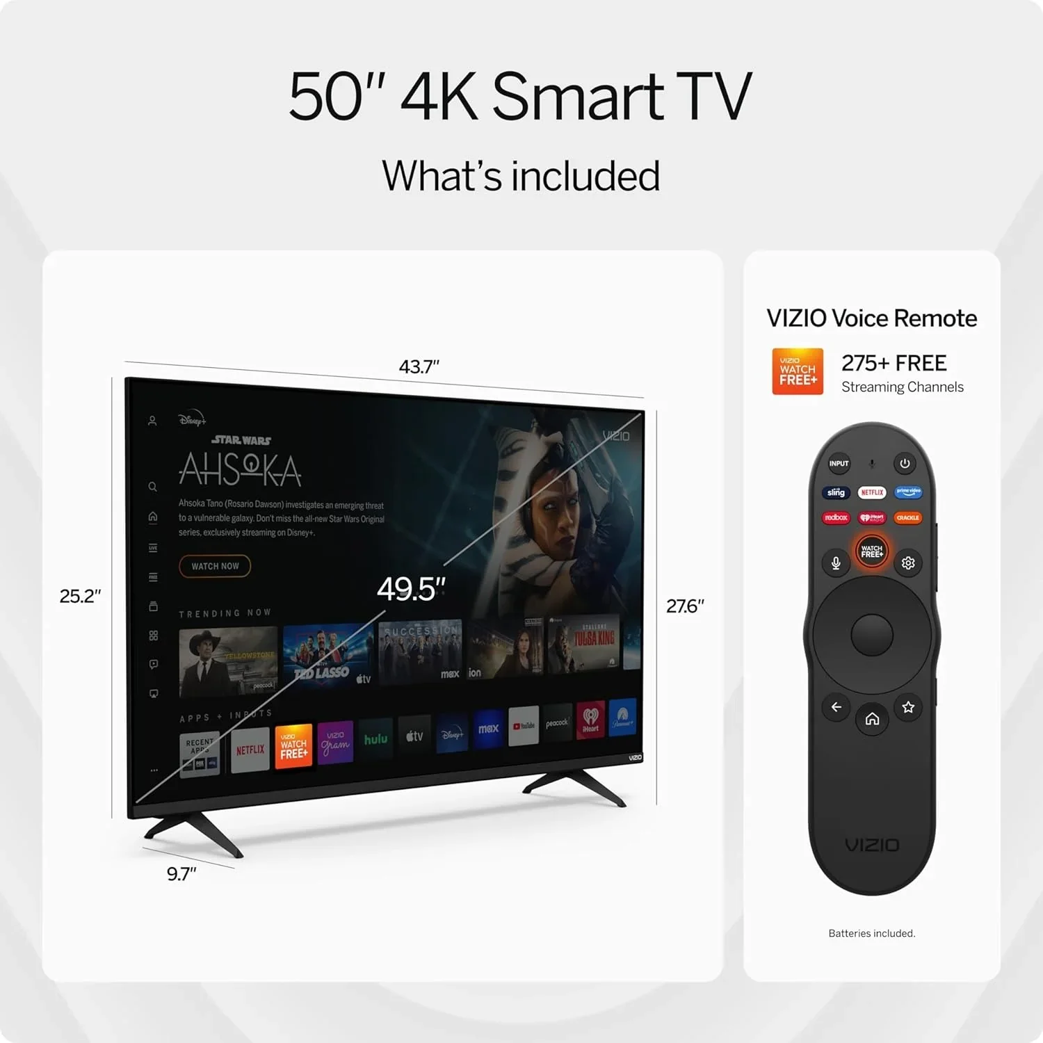 VIZIO 50 4K HDR Smart TV, Dolby Vision HDR/HDR10+, WiFi 6 C (Refurbished) - Image 3