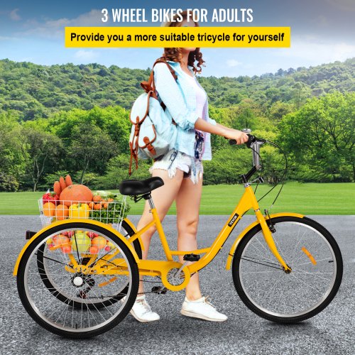 Adult Tricycle 26 7 Speed 3 Wheel Trike Bicycle Bike Cruise w Basket Shooping - Image 2