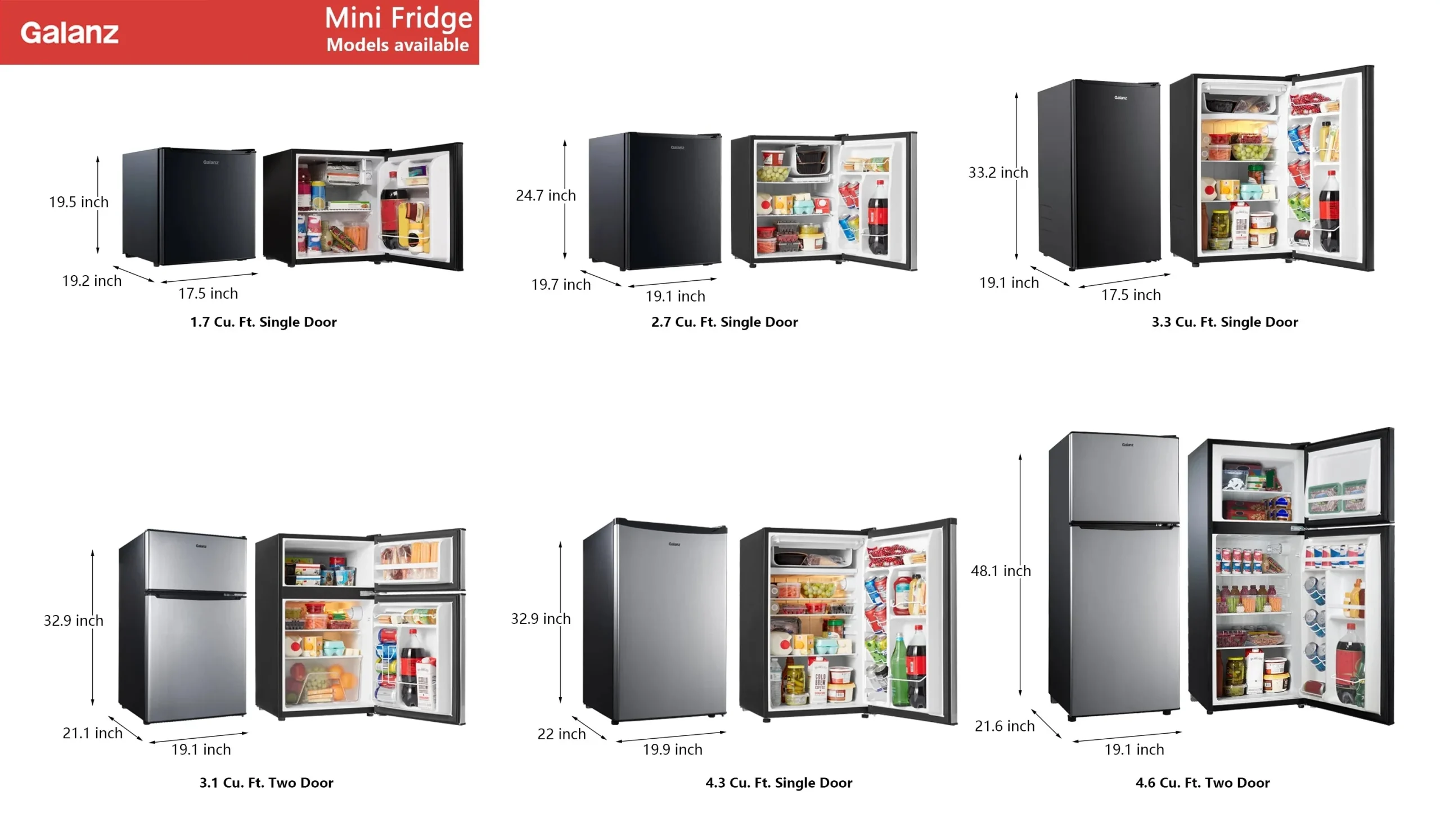 Galanz 3.3 Cu Ft One Door Mini Fridge, Black - Image 11