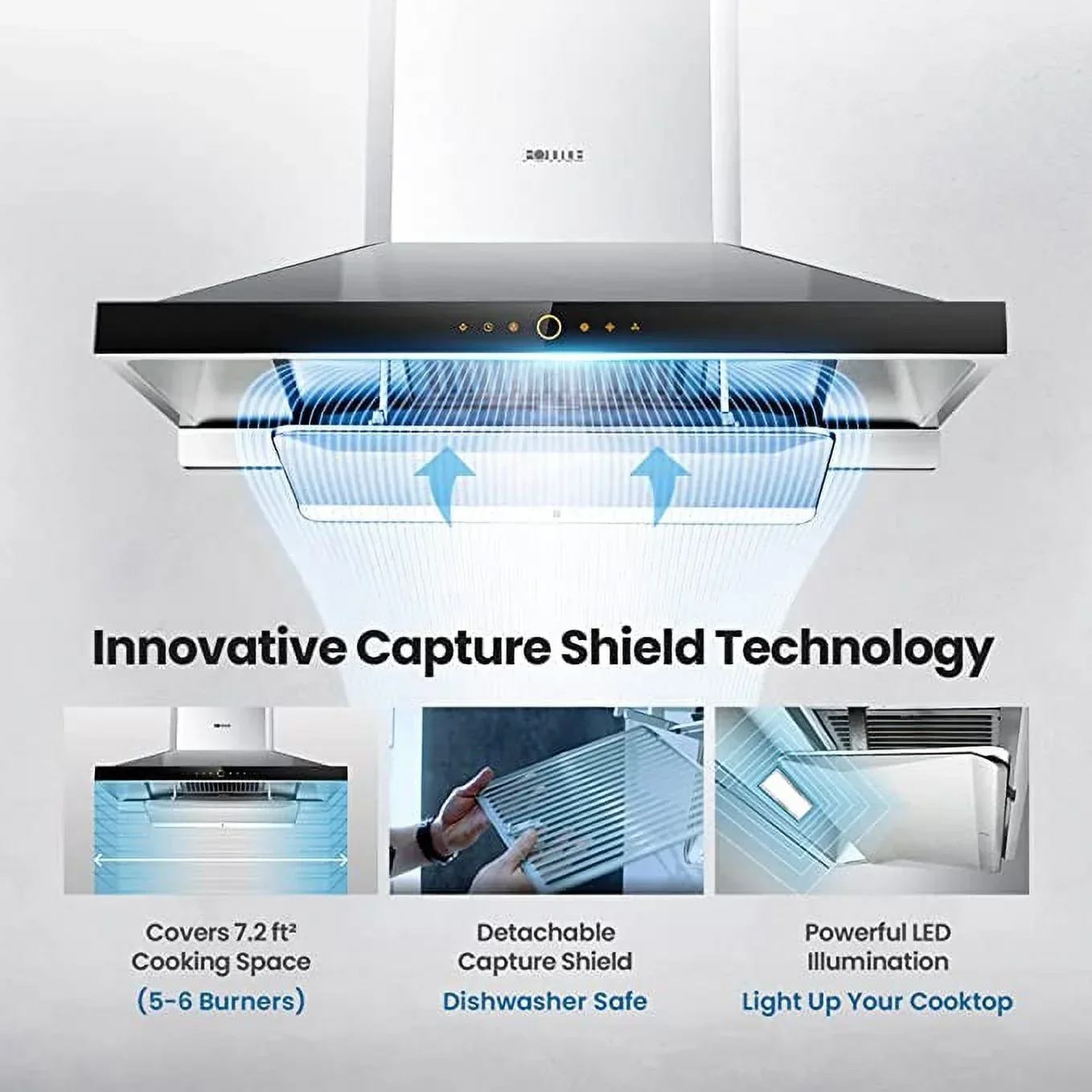 FOTILE Wall Mount Range Hood, 36 inch, 1000 CFM, Stainless Steel - Perimeter Vent Series - Image 6
