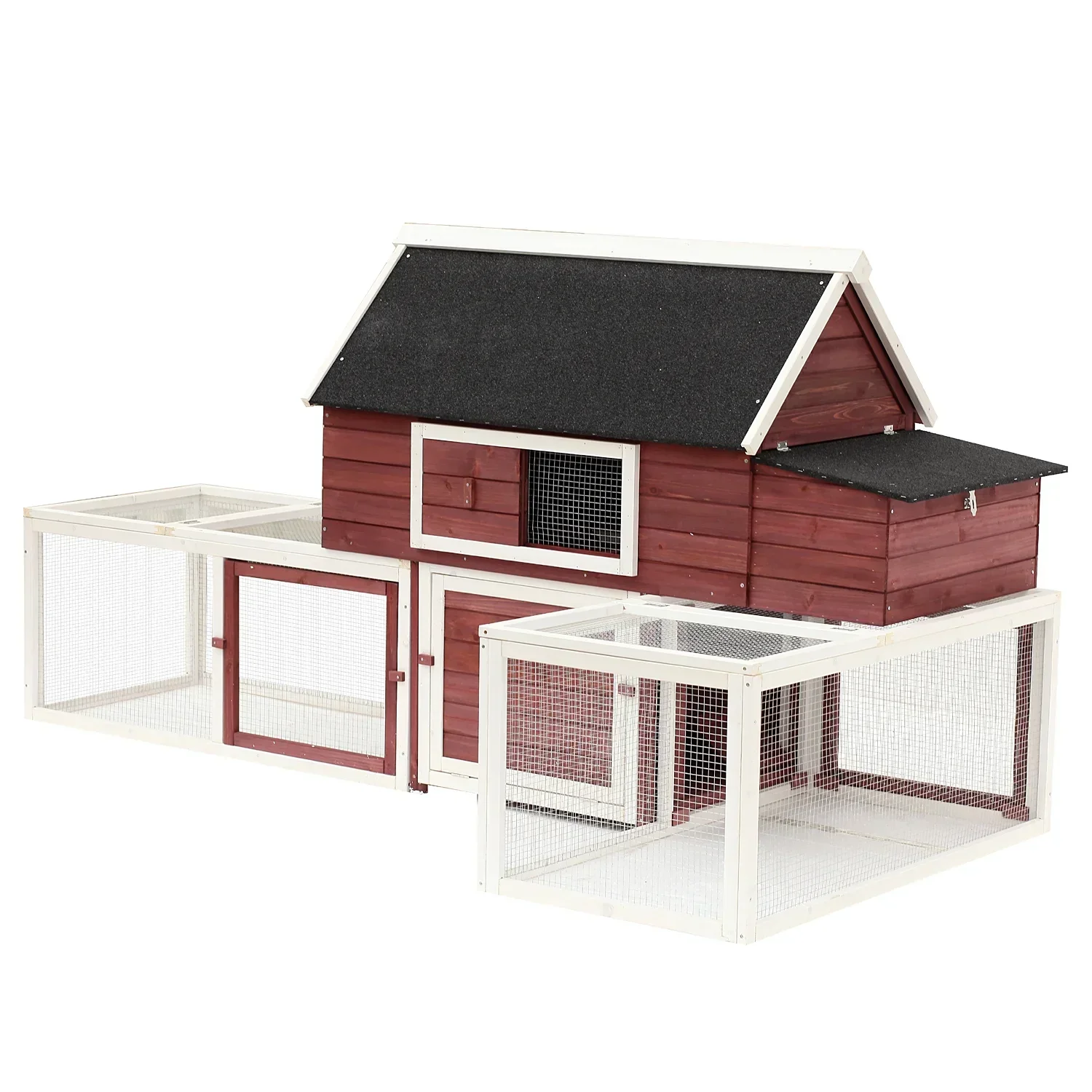 Pawhut Wooden Backyard Chicken Coop With Nesting Box And Run, 114in - Image 3