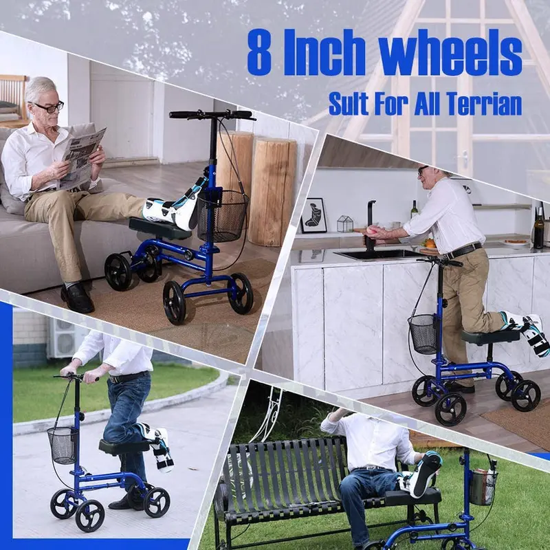 RINKMO Lightweight Steerable Knee Scooter With 8-Inch PVC Wheels - Image 6
