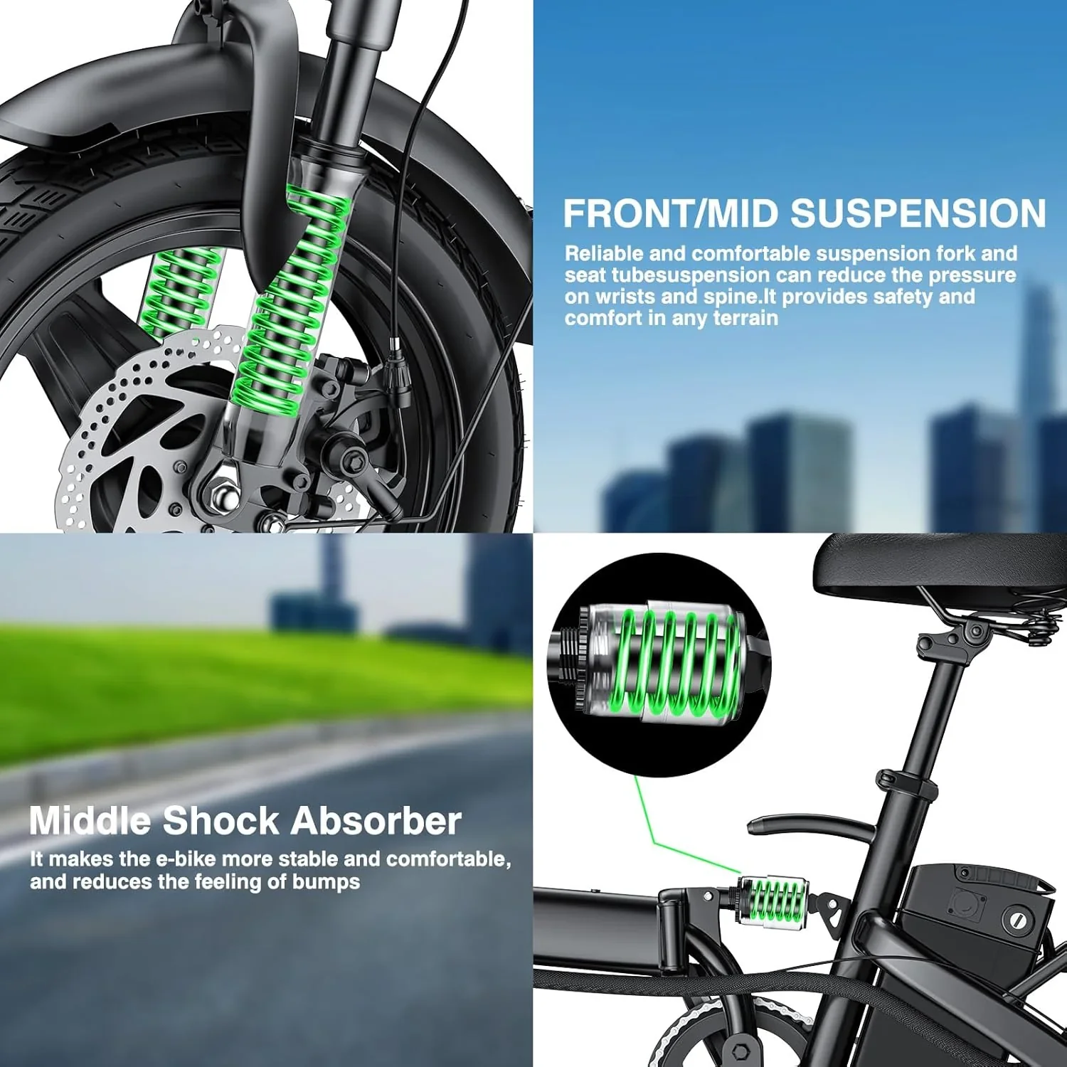 Electric Bike for Adults Teens Folding E-Bike Commuter City Foldable ebike Motor 48V 24MPH - Image 6
