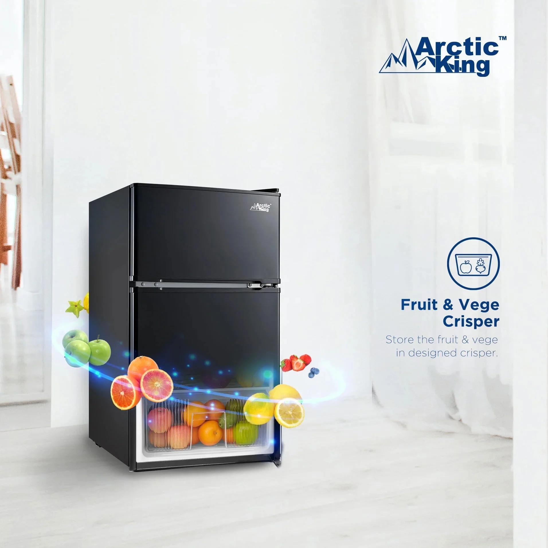 Arctic King Two-Door Mini Fridge With Freezer, 3.2 Cu ft, 18.5 in x 19.4 in x 33.3 in, Stainless Steel - E-Star - Image 28