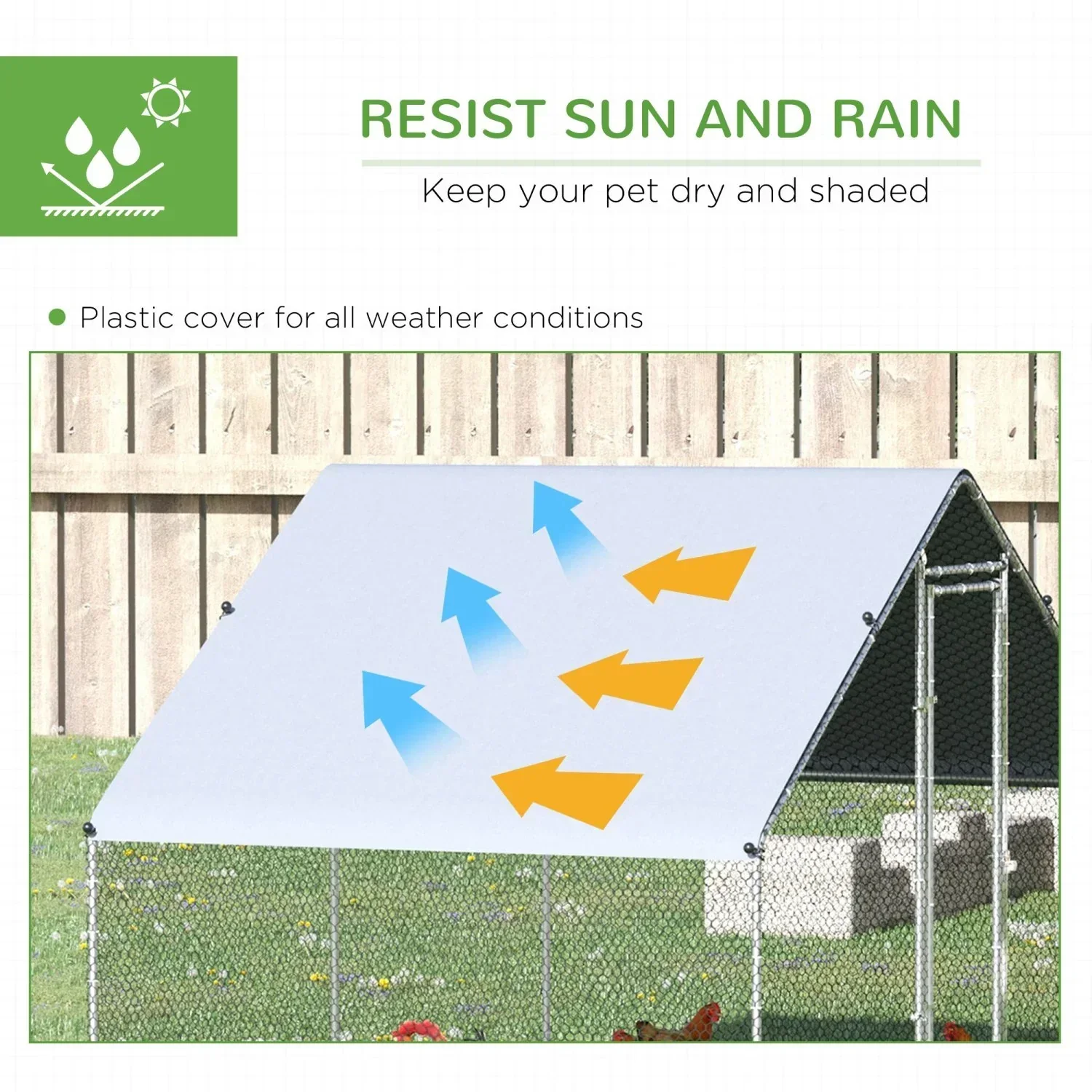 GFVCNIO Metal Coop Run With Cover, 10 x 6.5 x 6.5, Silver - Image 4