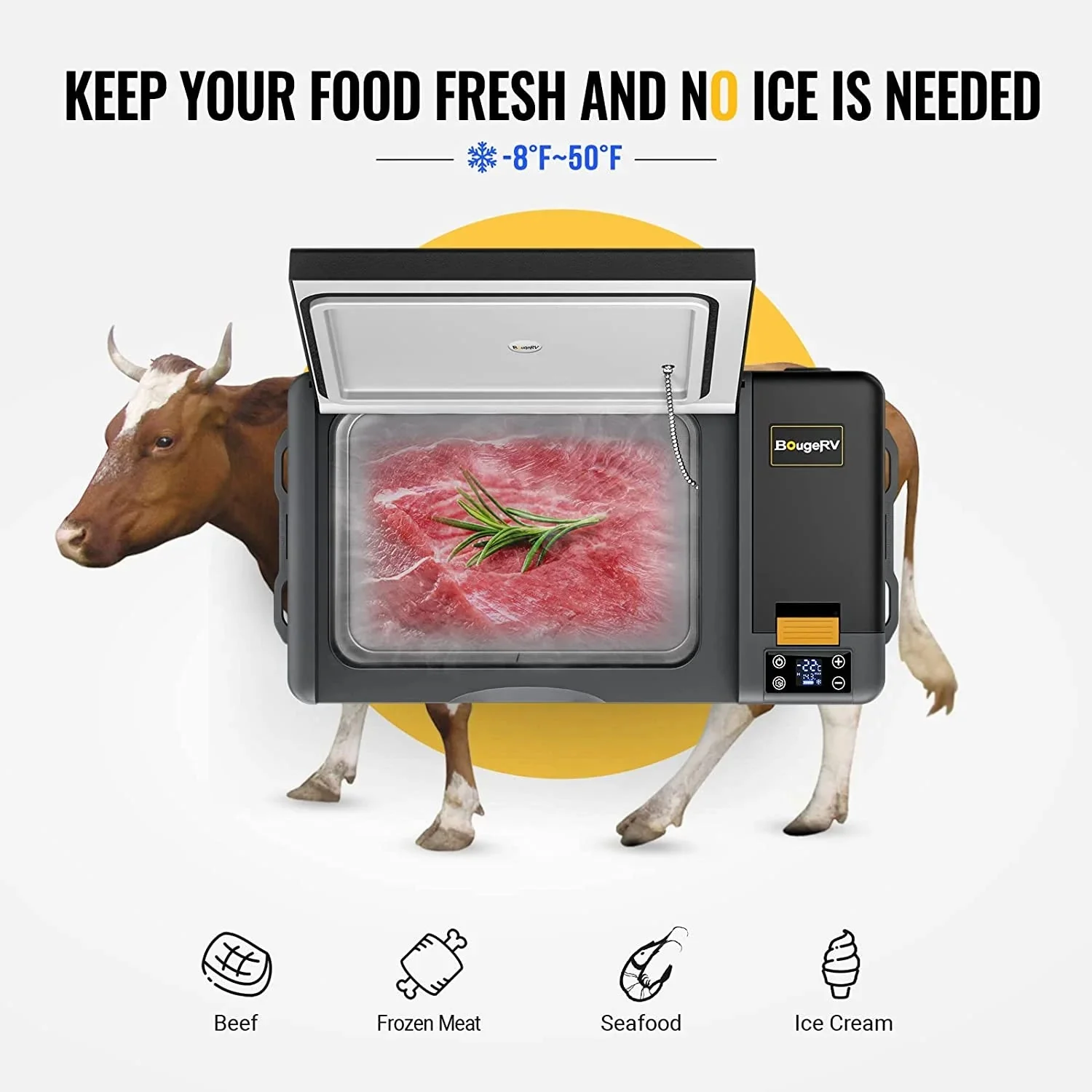 BougeRV Portable Car Refrigerator 21 Qt, 12 Volt, Black - CRPRO - Image 8