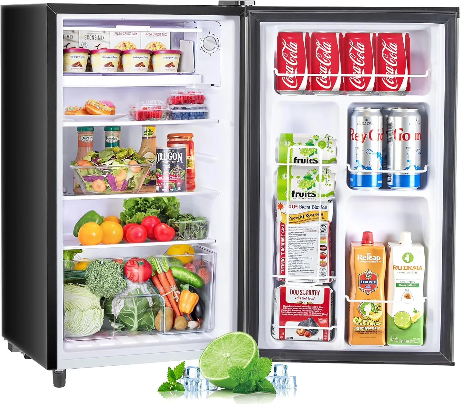 Mini Refrigerator With Internal Freezer, 3.2 Cu. Ft, Black, 17.5 x 17.7 x 31.5 in - Image 2