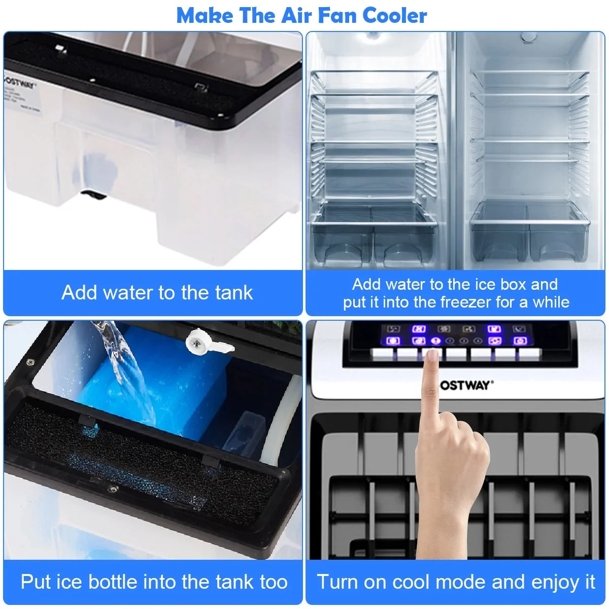 Costway Portable Evaporative Air Cooler Fan With Remote Control - 6.5L, White + Black - Image 10
