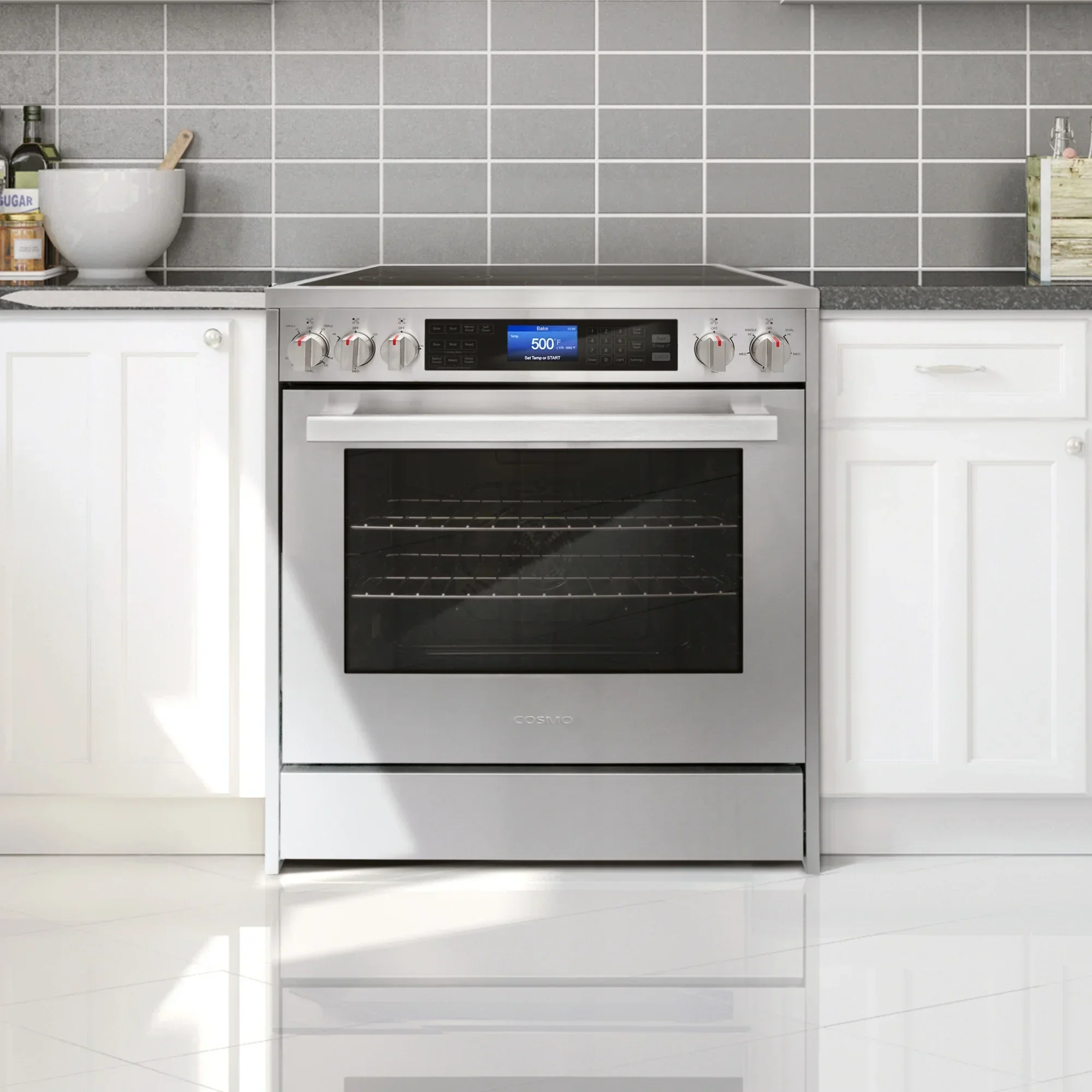 Cosmo 4-Piece Kitchen Appliance Package With 30 in Electric Range, 30 in Wall Mount Hood, 24 in Dishwasher And French Door Refrigerator - Image 15