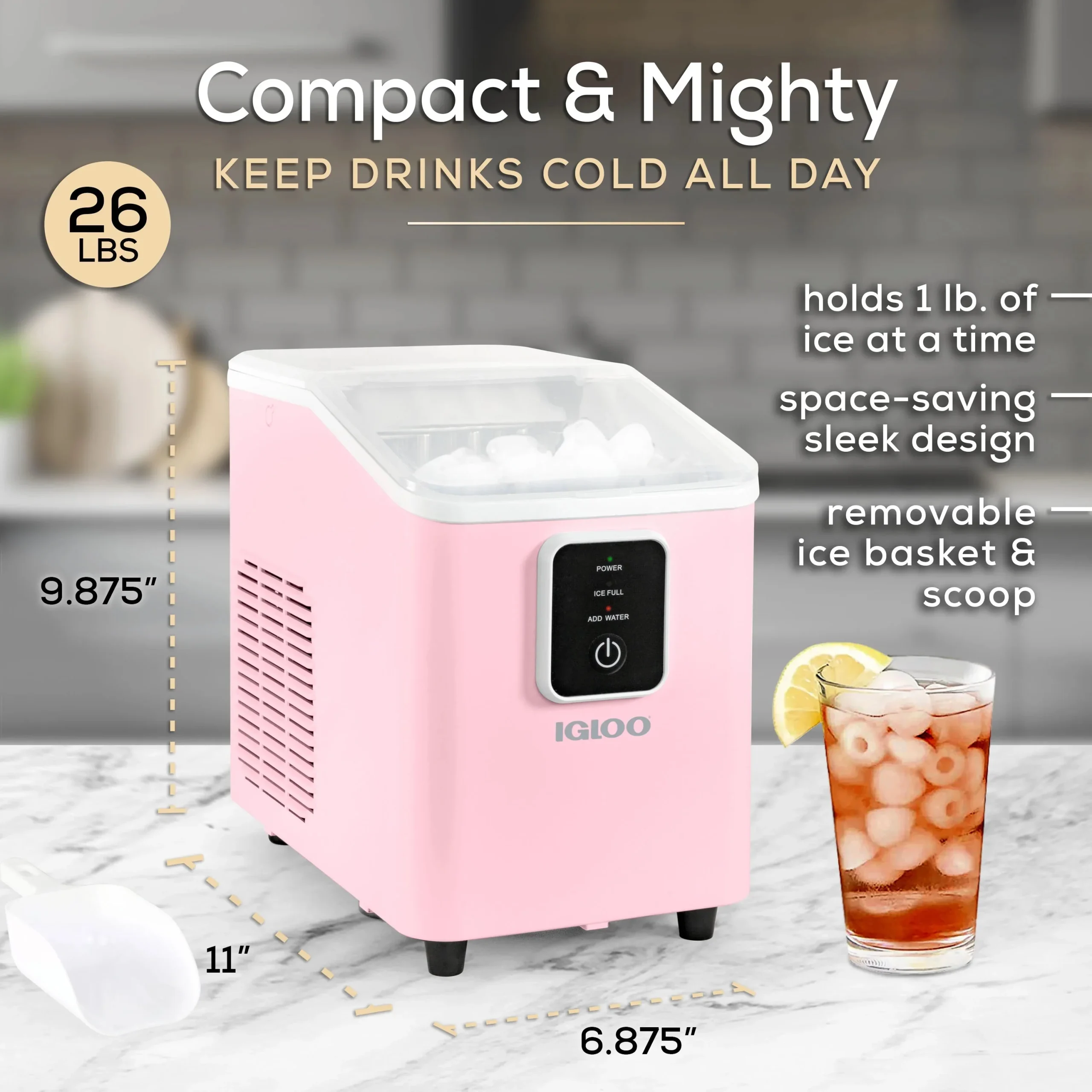 Igloo Self-Cleaning Countertop Ice Maker, 26 lbs. Per Day, 8 Pieces Every 7-8 Minutes, Aqua - Image 26