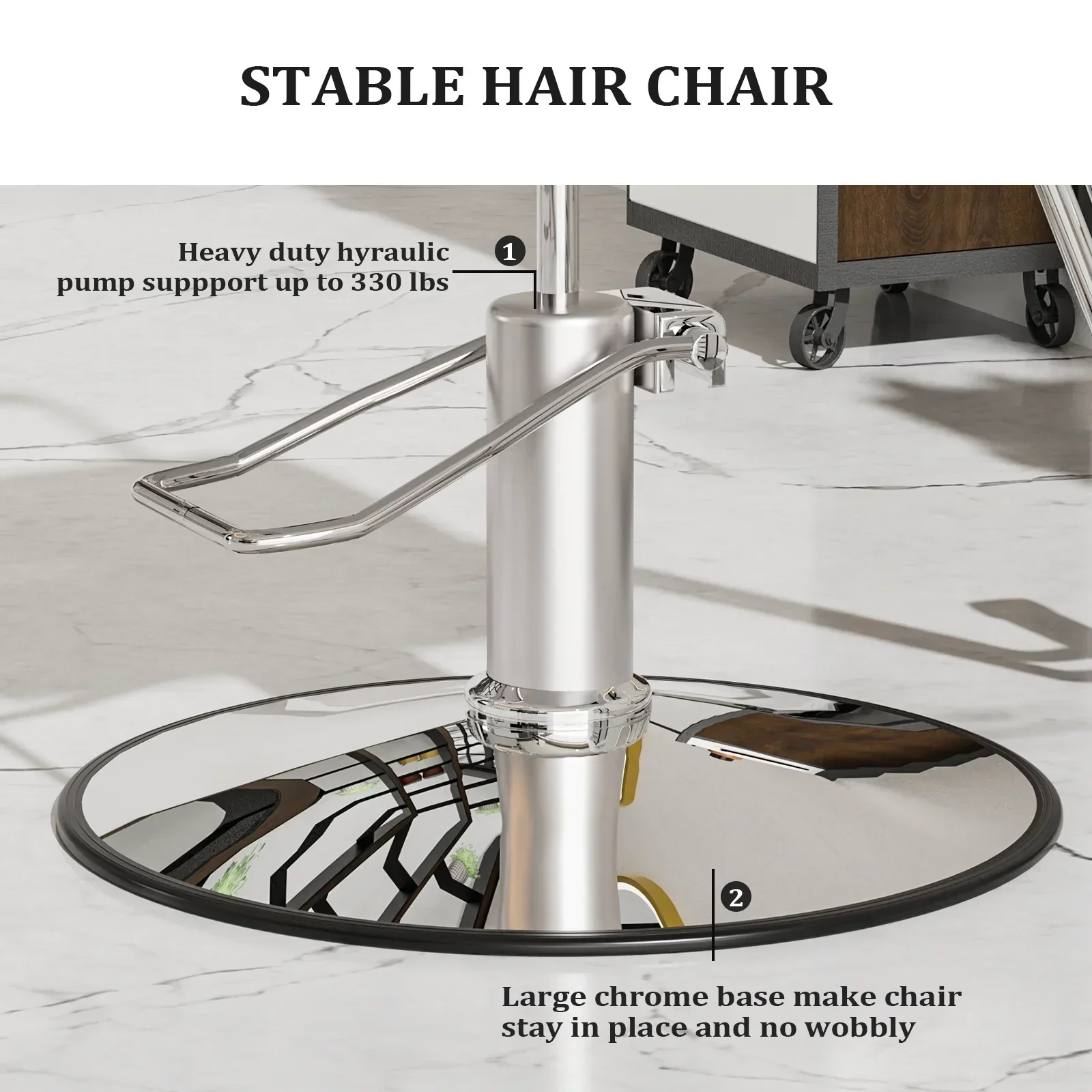 OmySalon Salon Chair With Hydraulic Pump, Pink, 360 Degree Swivel - Image 5
