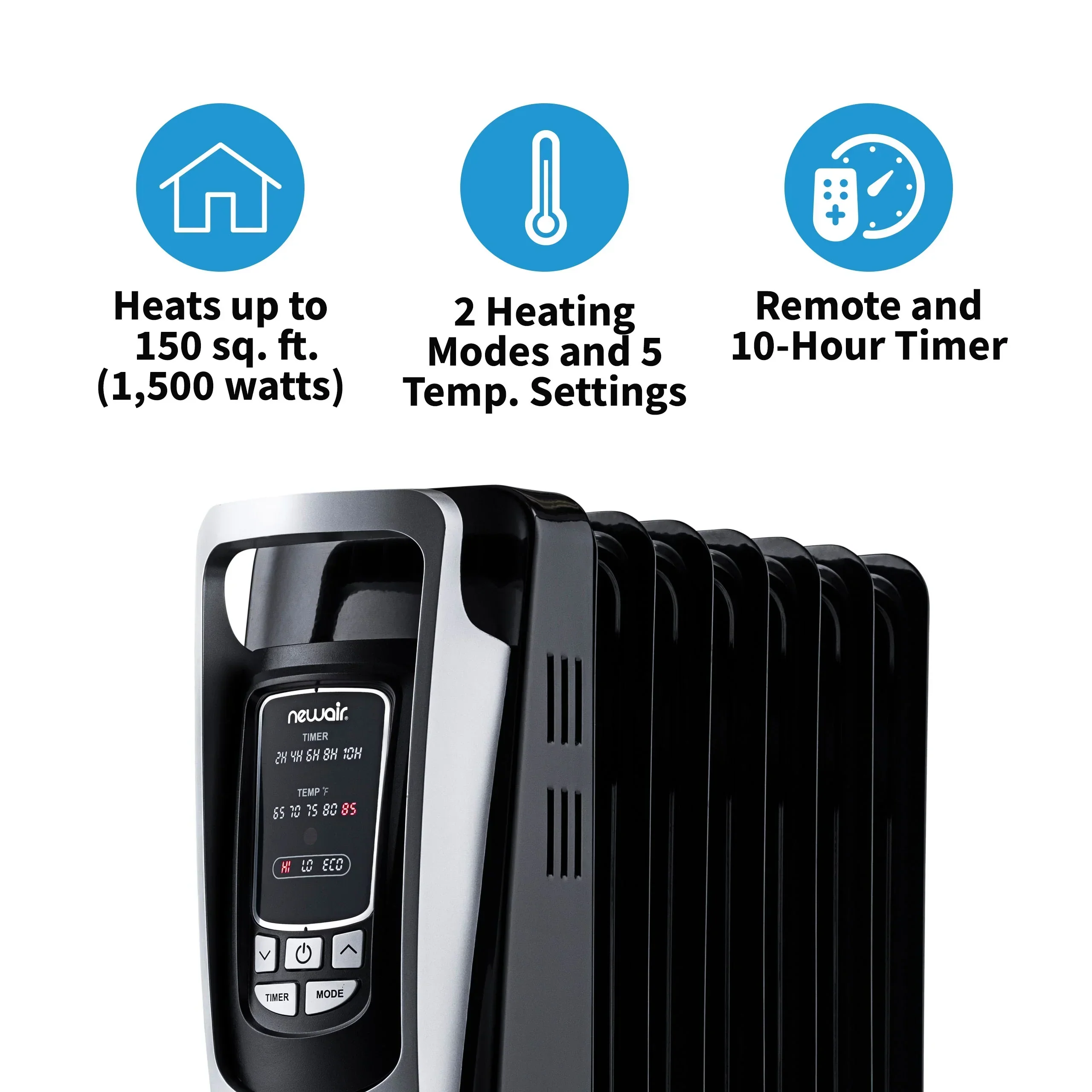 Newair Electric Oil-Filled Freestanding Space Heater, 162 sq. ft. - Image 2