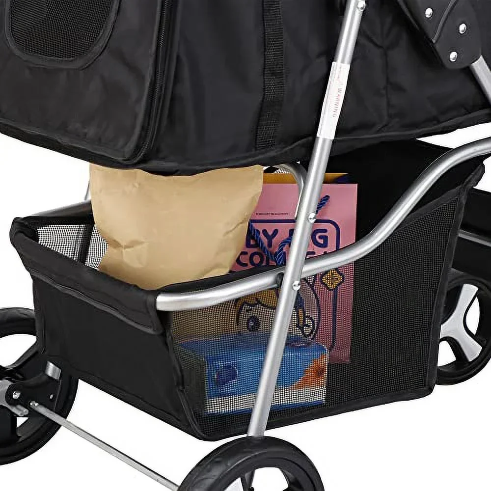 BBBuy 4-Wheel Foldable Pet Stroller, 33 Pounds, Black - Image 4