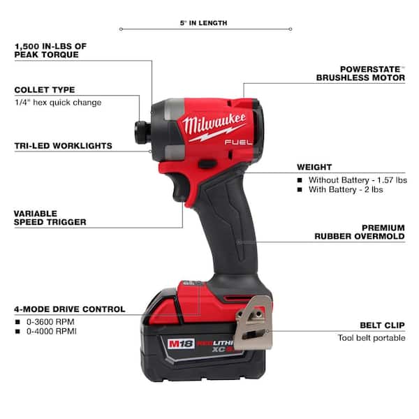 M18 FUEL 18-V Lithium-Ion Brushless Cordless Hammer Drill and Impact Driver Combo Kit (2-Tool) with Deep Cut Band Saw - Image 5