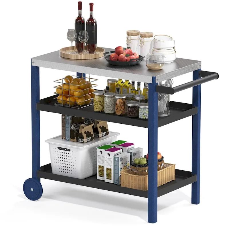Portable Kitchen Island Grill Cart for Patios - Image 10