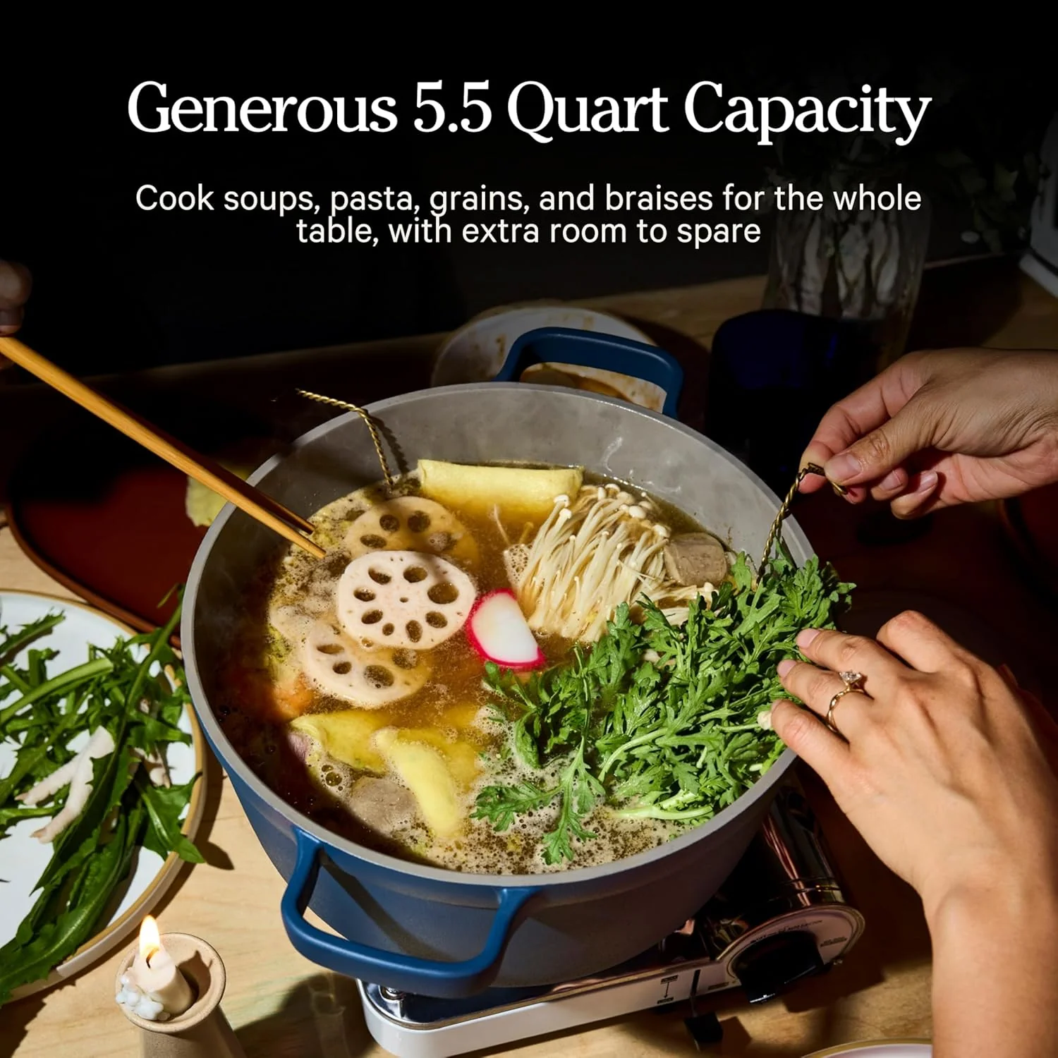 Our Place Perfect Pot 5.5 Qt Ceramic Pot With Lid And Spatula, Steam - Image 6