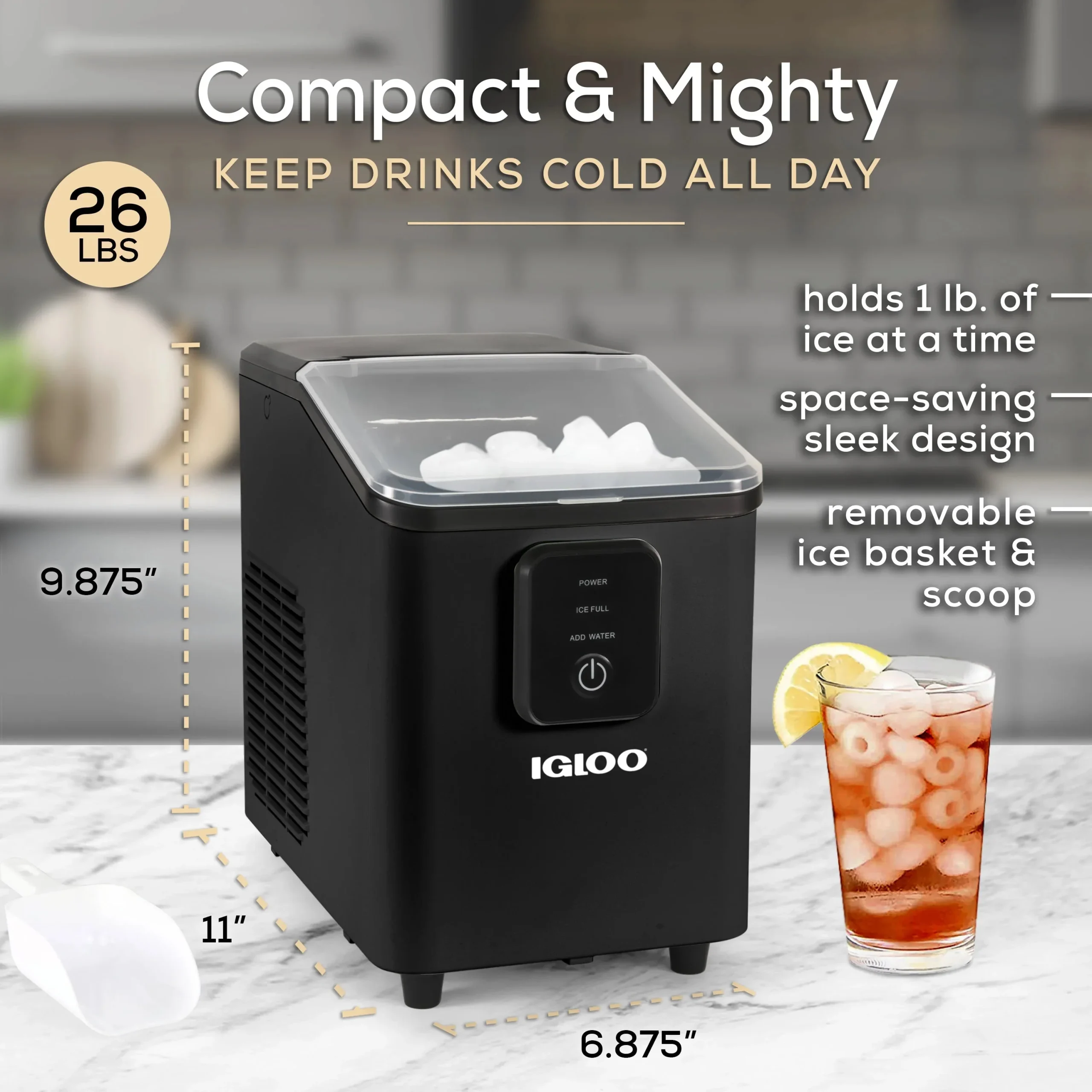 Igloo Self-Cleaning Countertop Ice Maker, 26 lbs. Per Day, 8 Pieces Every 7-8 Minutes, Aqua - Image 17
