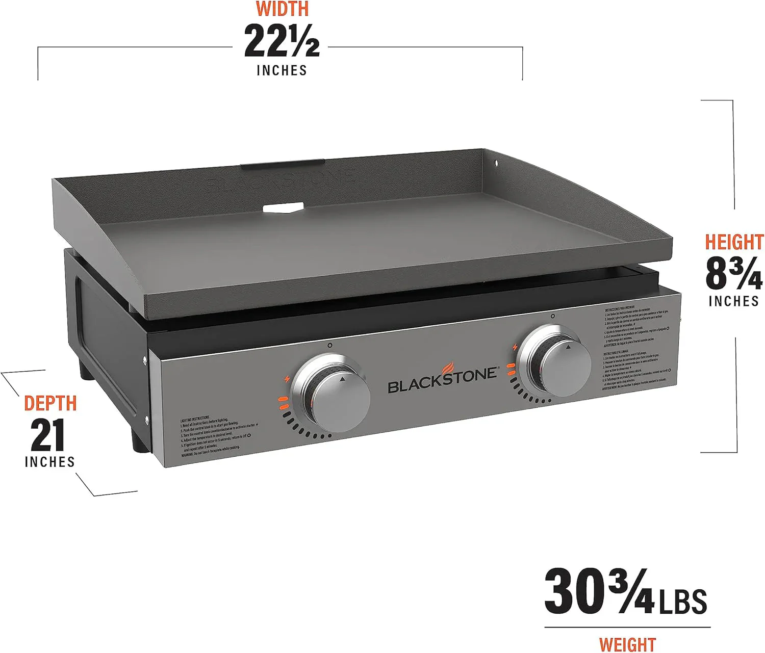Blackstone 1666 22” Tabletop Griddle with Stainless Steel Faceplate, Powder Coated Steel, Black - Image 7