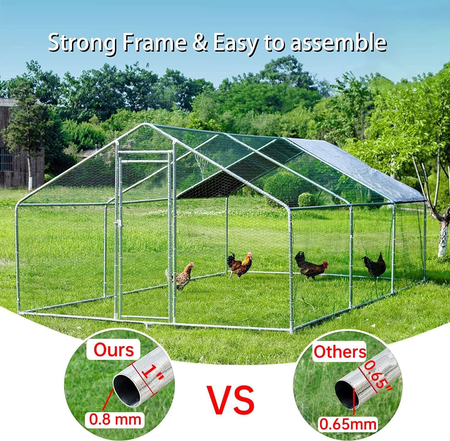 HITTITE Large Metal Chicken Coop With Run 19.19 x 9.84 x 6.56 ft - Walk-In Poultry Cage - Image 3