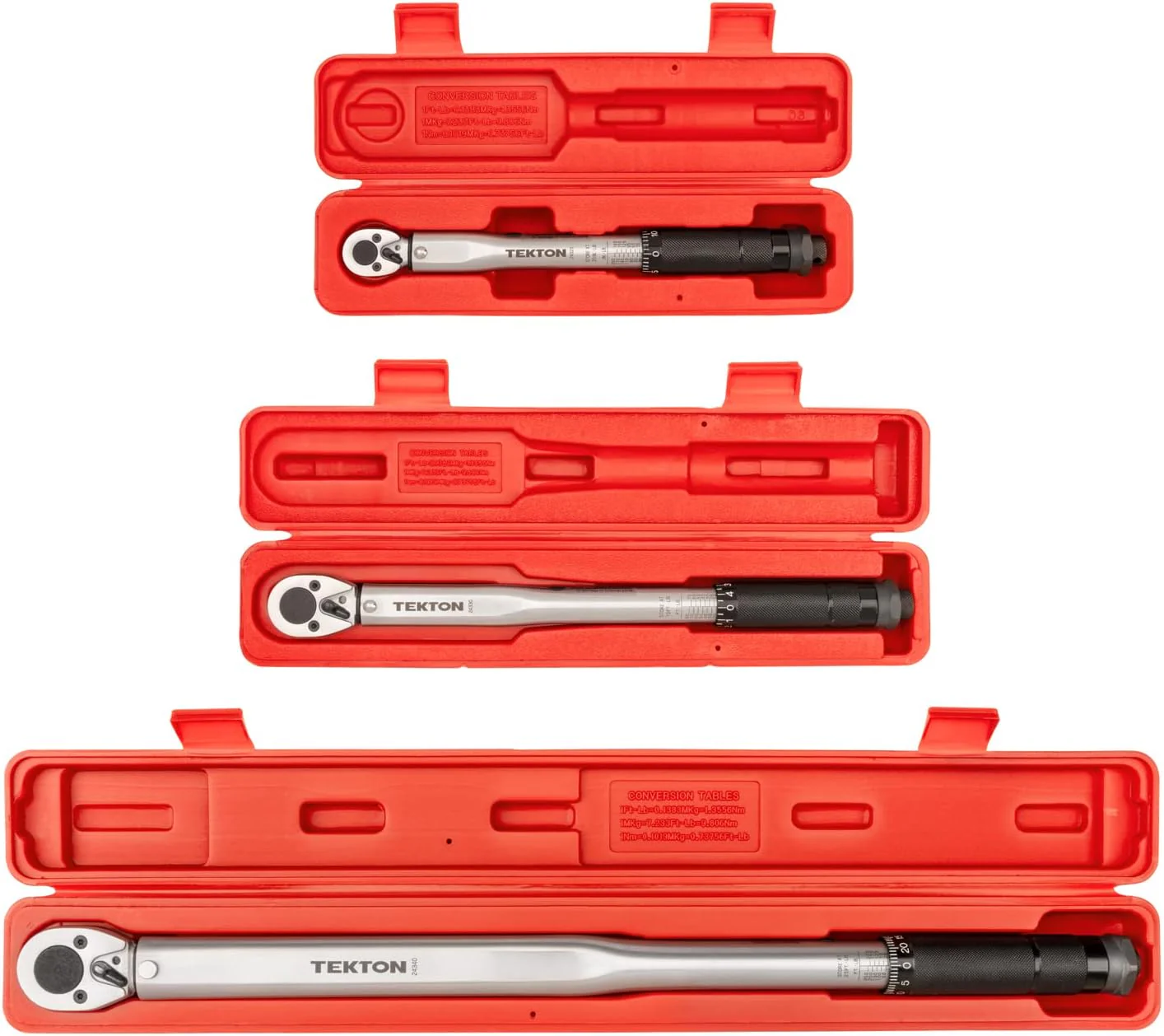 TEKTON Torque Wrench Set 1/4 3/8 1/2 Inch Micrometer 3-Piece - Image 2