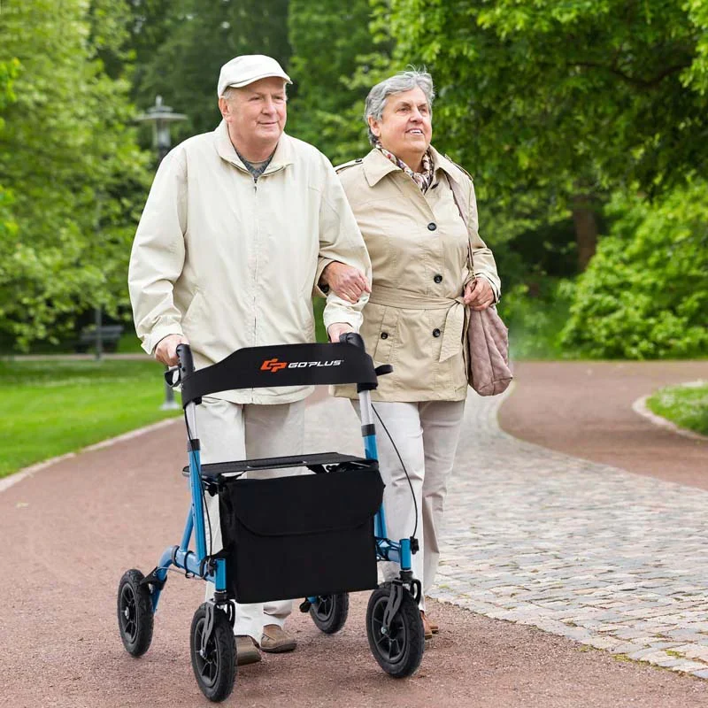 Foldable Rolling Rollator Walker With Seat, 9.5 Inch Pneumatic Wheels - Image 12
