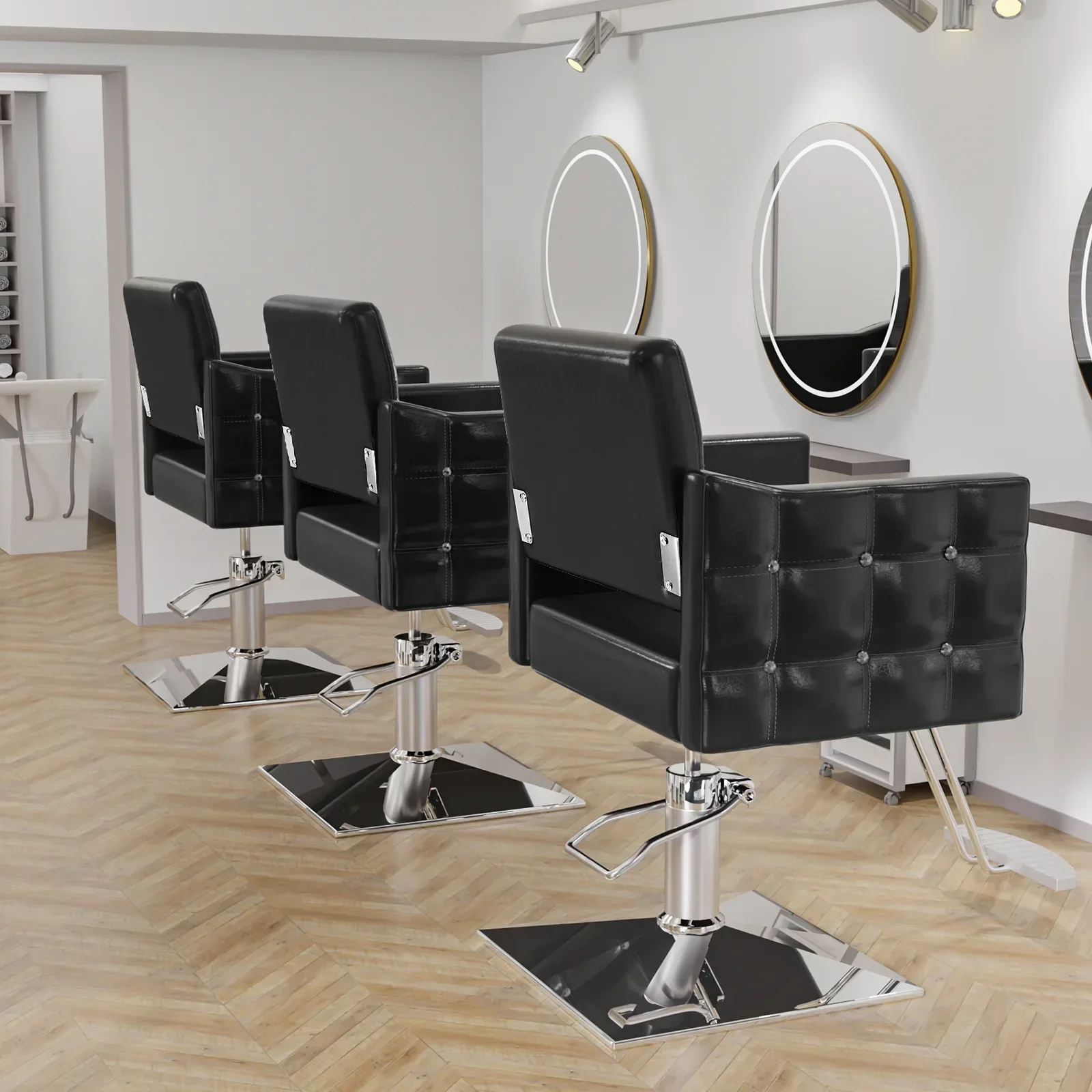 OmySalon Hydraulic Barber Chair, Black - 19.3 Inch Wide, 330Lbs Capacity - Image 2