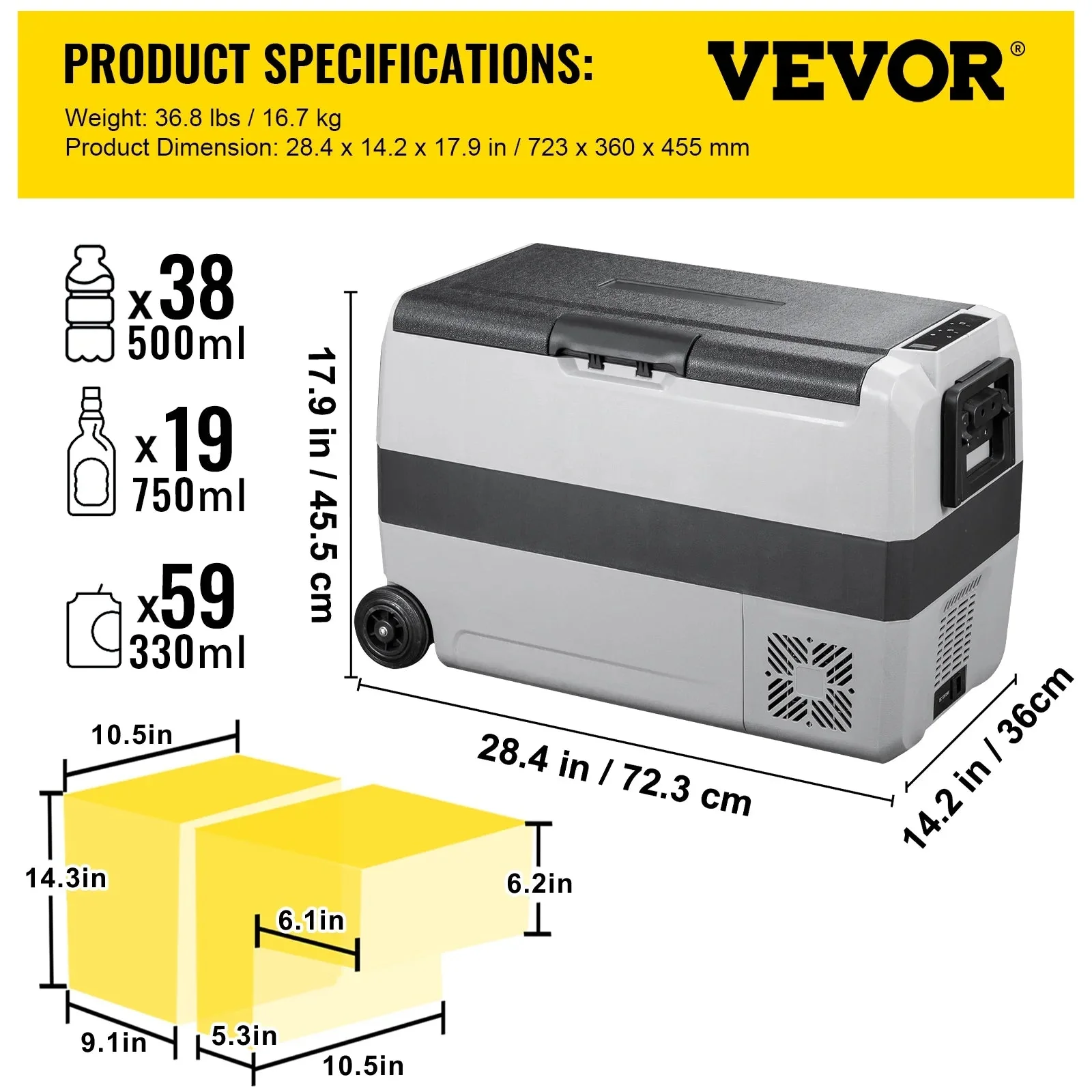 VEVOR Dual-Zone Car Refrigerator Freezer, 48QT - T45K - Image 10