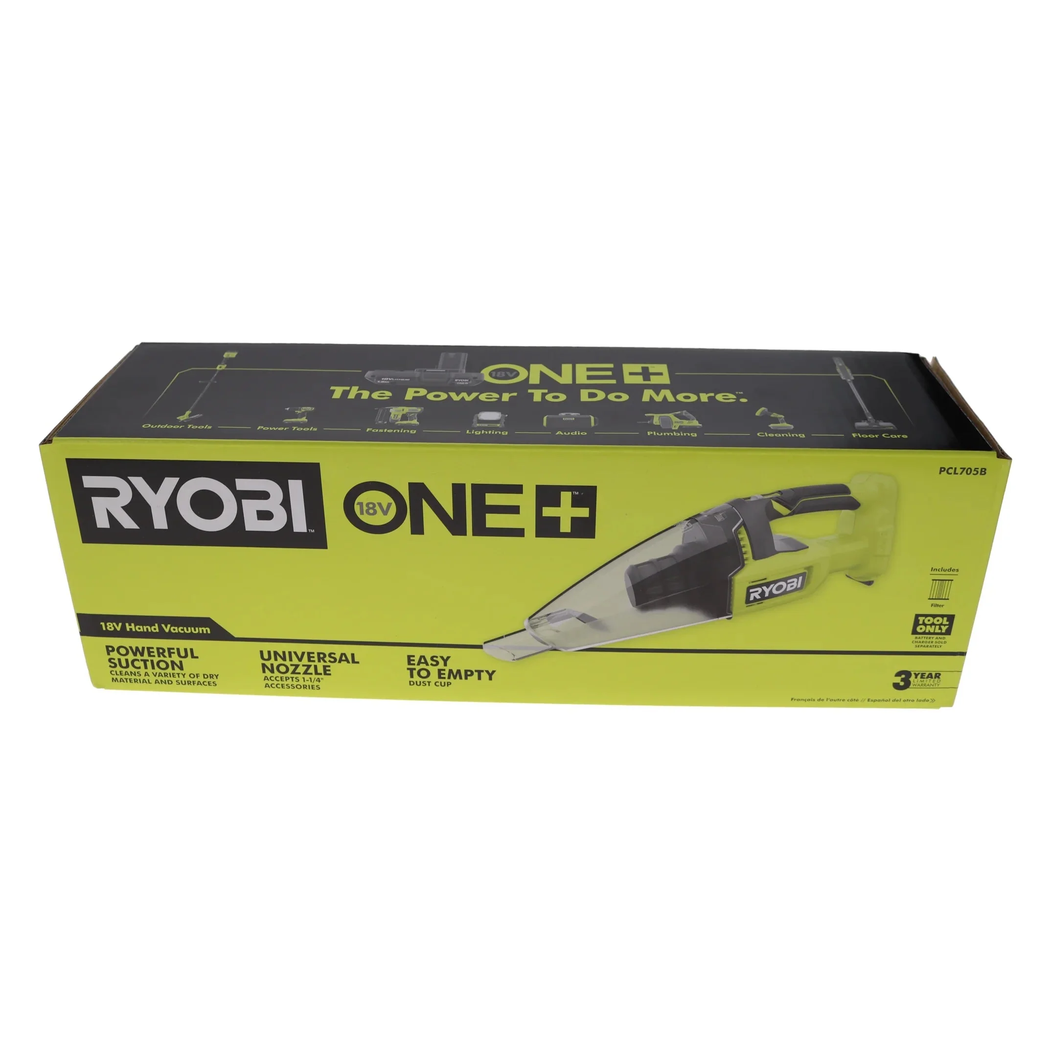 Ryobi Cordless Multi-Surface Handheld Vacuum 18V ONE+ Bare Tool, 12-Pack - PCL705B - Image 7