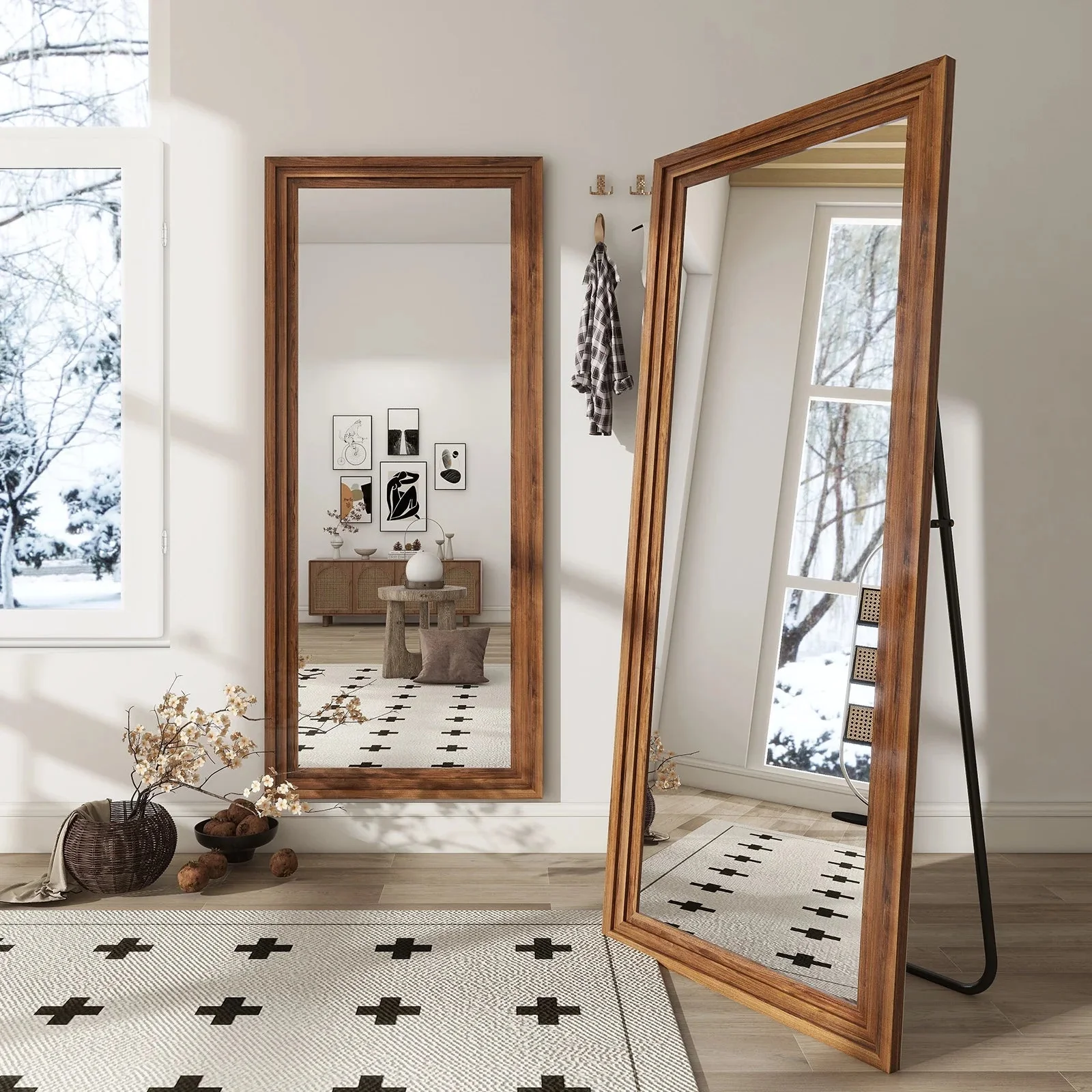 BEAUTYPEAK Full Length Floor Mirror With Stand, 64 x 21 in, Retro White - Image 12