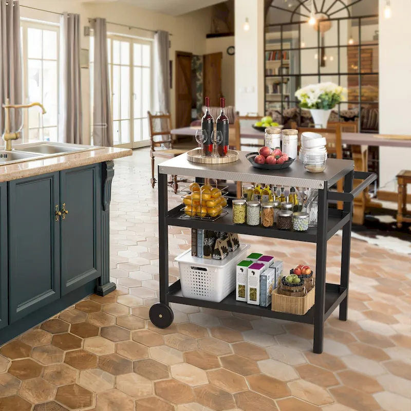 Portable Kitchen Island Grill Cart for Patios - Image 24