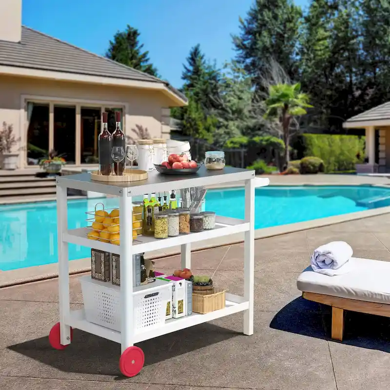 Portable Kitchen Island Grill Cart for Patios - Image 22