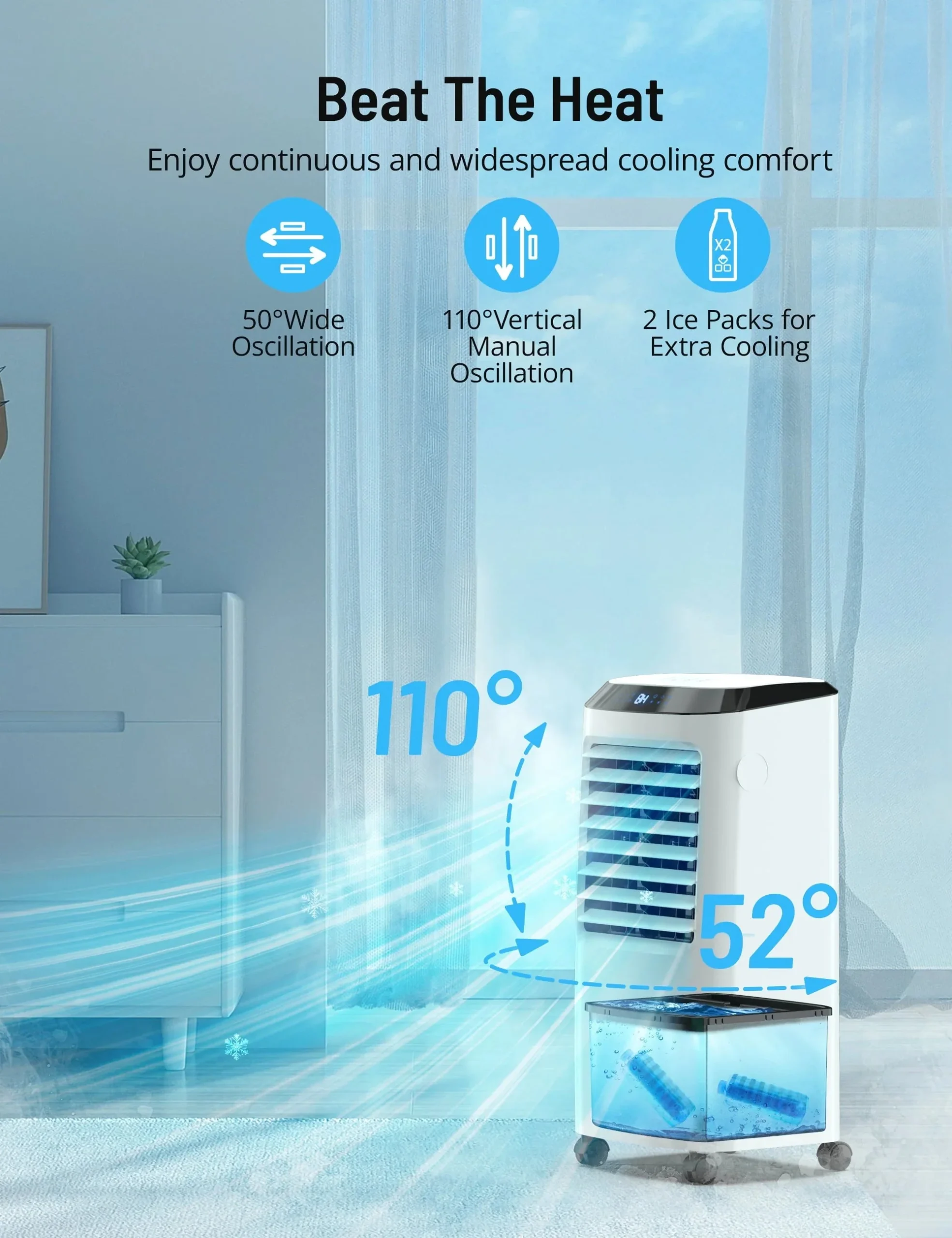 PARIS RH NE 4-in-1 Portable Evaporative Air Cooler, 2.6Gal, Remote Control - Image 4