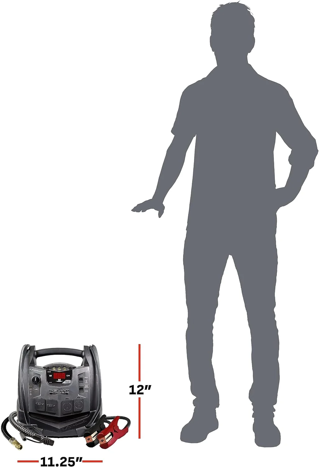 SJ1332 6-in-1 Portable Power Station and Jump Starter with 150-PSI Air Compressor and 200 Continuous/400 Peak Watt Power Inverter, 1200 Peak Amps, 12 Volts, Black, 1 unit - Image 4