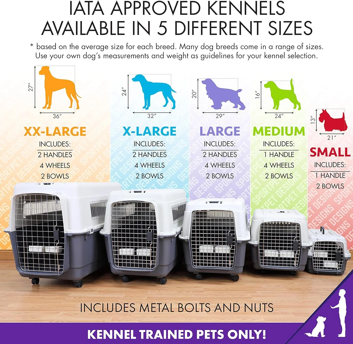 SportPet Designs Plastic Airline Approved Rolling Dog Kennel With Wire Door, XXX-Large, Gray, 48in L x 32in W x 36in H - Image 45